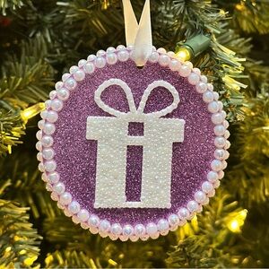 Purple and White Holiday Ornament